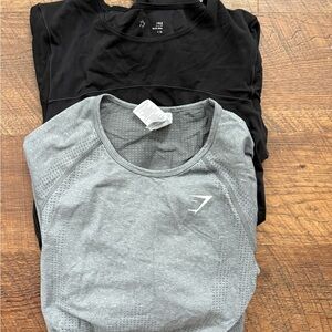 Gymshark grey Arie Black athletic Crop Tops